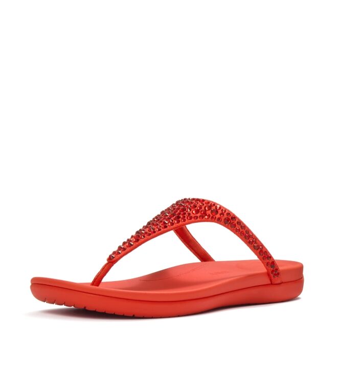FitFlop solay mixed-crystal toe-post sandals cherry tomato Direct leverbaar uit de webshop van www.meijerink-schoenen.nl/