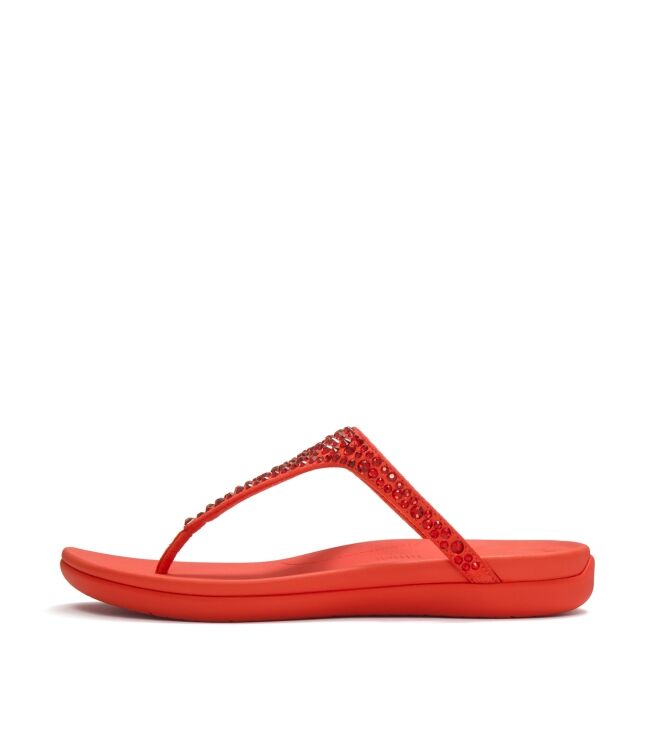 FitFlop solay mixed-crystal toe-post sandals cherry tomato Direct leverbaar uit de webshop van www.meijerink-schoenen.nl/