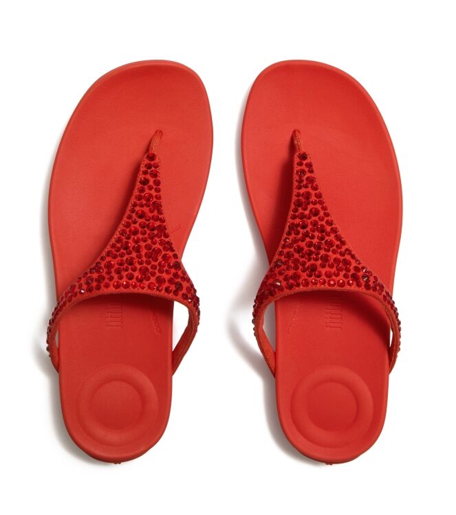FitFlop solay mixed-crystal toe-post sandals cherry tomato Direct leverbaar uit de webshop van www.meijerink-schoenen.nl/