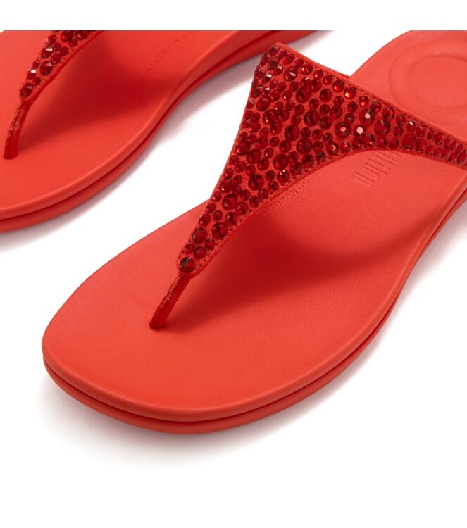 FitFlop solay mixed-crystal toe-post sandals cherry tomato Direct leverbaar uit de webshop van www.meijerink-schoenen.nl/