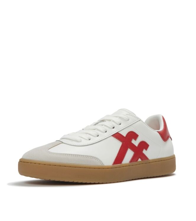 FitFlop the dash mens t-toe leather sneakers urban white/pomegranate red Direct leverbaar uit de webshop van www.meijerink-schoenen.nl/