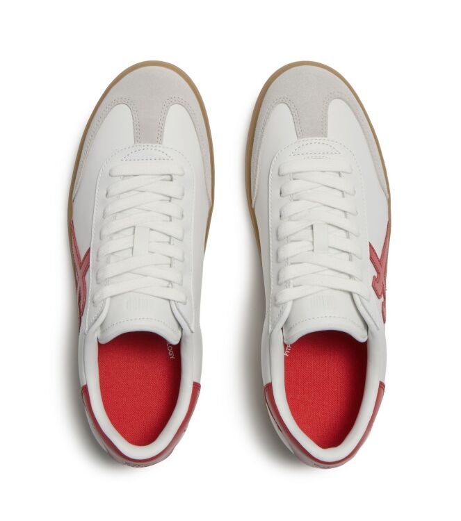 FitFlop the dash mens t-toe leather sneakers urban white/pomegranate red Direct leverbaar uit de webshop van www.meijerink-schoenen.nl/