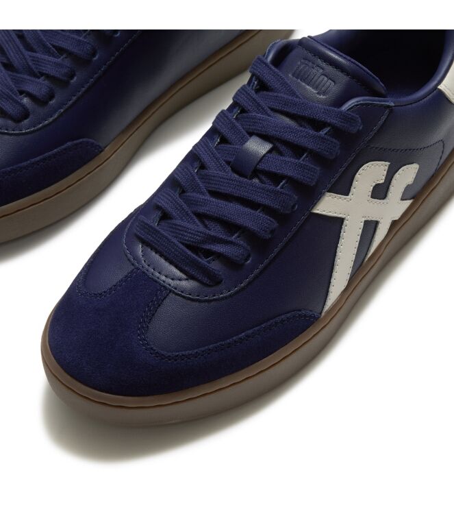 FitFlop the dash t-toe leather sneakers midnight navy/urban white Direct leverbaar uit de webshop van www.meijerink-schoenen.nl/