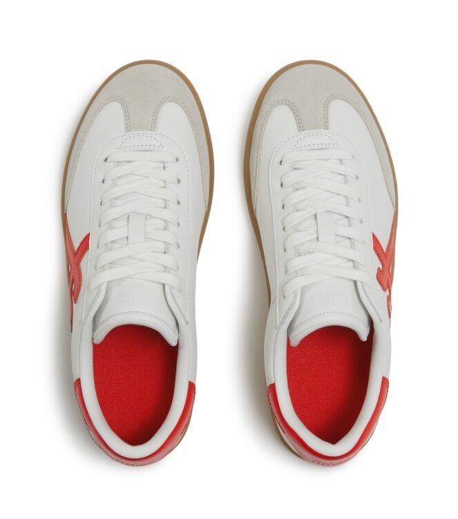 FitFlop the dash t-toe leather sneakers urban white/cherry tomato Direct leverbaar uit de webshop van www.meijerink-schoenen.nl/