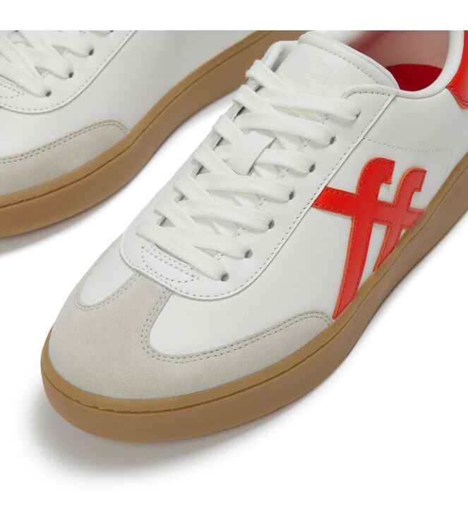 FitFlop the dash t-toe leather sneakers urban white/cherry tomato Direct leverbaar uit de webshop van www.meijerink-schoenen.nl/