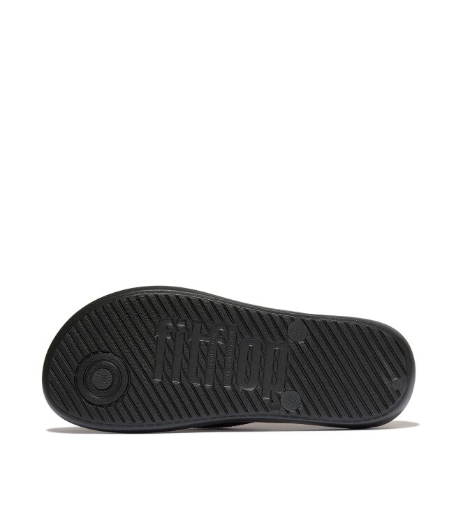 FitFlop iqushion mens textured-strap flip-flops all black Direct leverbaar uit de webshop van www.meijerink-schoenen.nl/