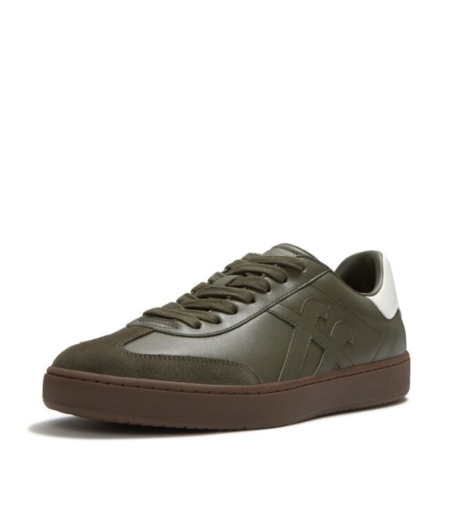 FitFlop the dash ff mens suede leather t-toe trainers deep olive/cream Direct leverbaar uit de webshop van www.meijerink-schoenen.nl/