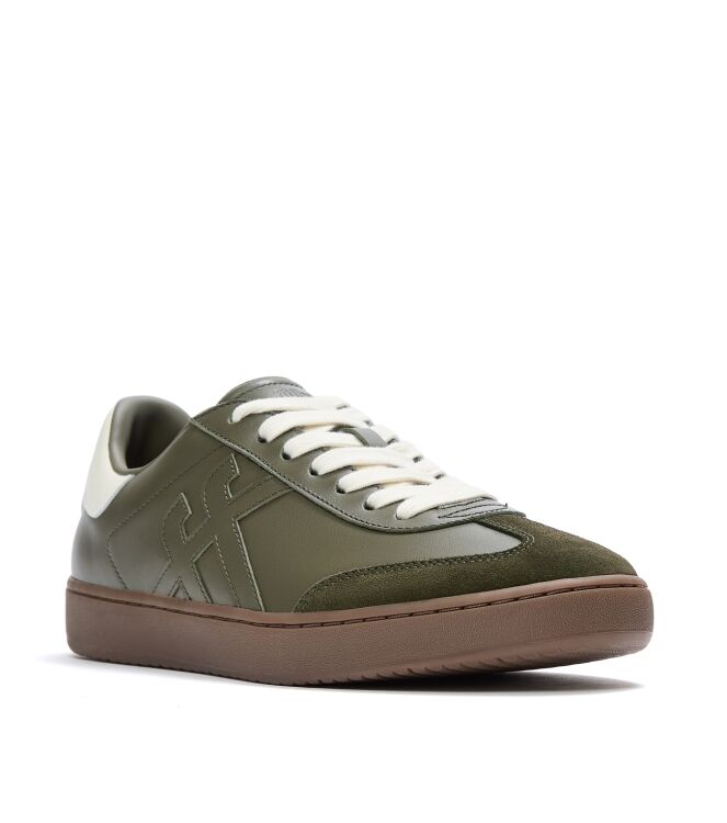 FitFlop the dash ff mens suede leather t-toe trainers deep olive/cream Direct leverbaar uit de webshop van www.meijerink-schoenen.nl/