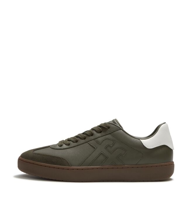 FitFlop the dash ff mens suede leather t-toe trainers deep olive/cream Direct leverbaar uit de webshop van www.meijerink-schoenen.nl/