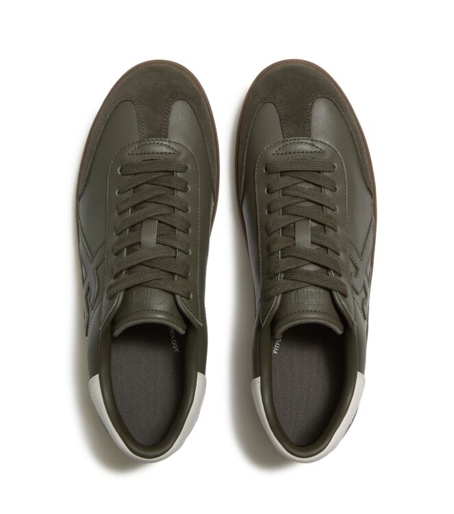 FitFlop the dash ff mens suede leather t-toe trainers deep olive/cream Direct leverbaar uit de webshop van www.meijerink-schoenen.nl/
