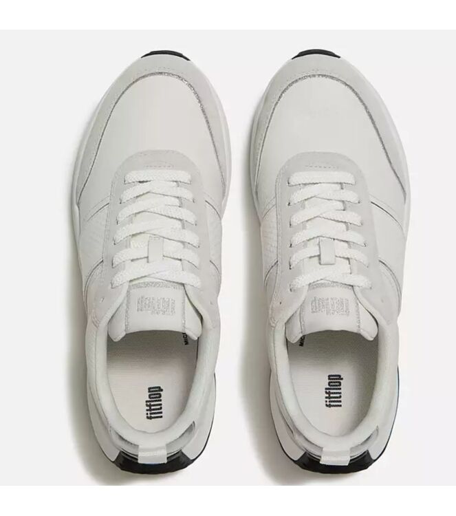 FitFlop f-mode flow snake glitter trainers urban white/ silver Direct leverbaar uit de webshop van www.meijerink-schoenen.nl/