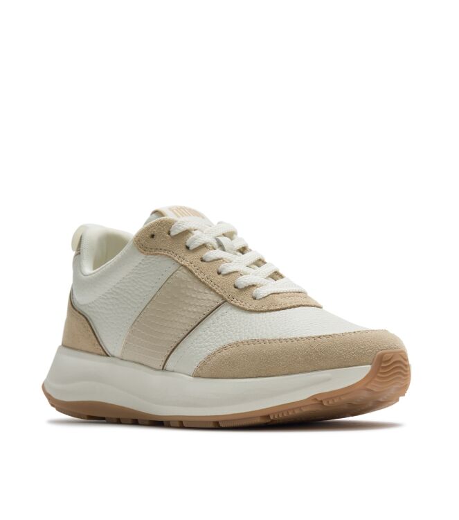 FitFlop f-mode flow snake glitter trainers platino/hazelnut egret Direct leverbaar uit de webshop van www.meijerink-schoenen.nl/