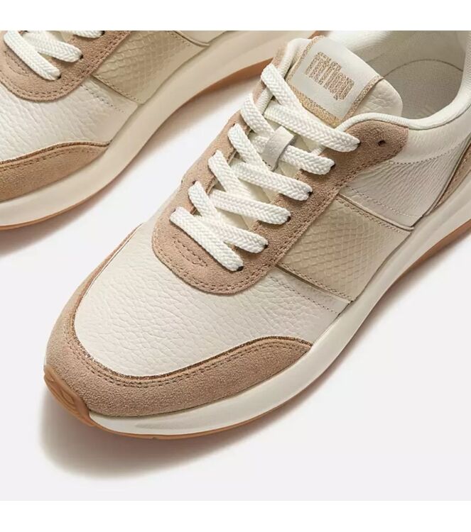 FitFlop f-mode flow snake glitter trainers platino/hazelnut egret Direct leverbaar uit de webshop van www.meijerink-schoenen.nl/