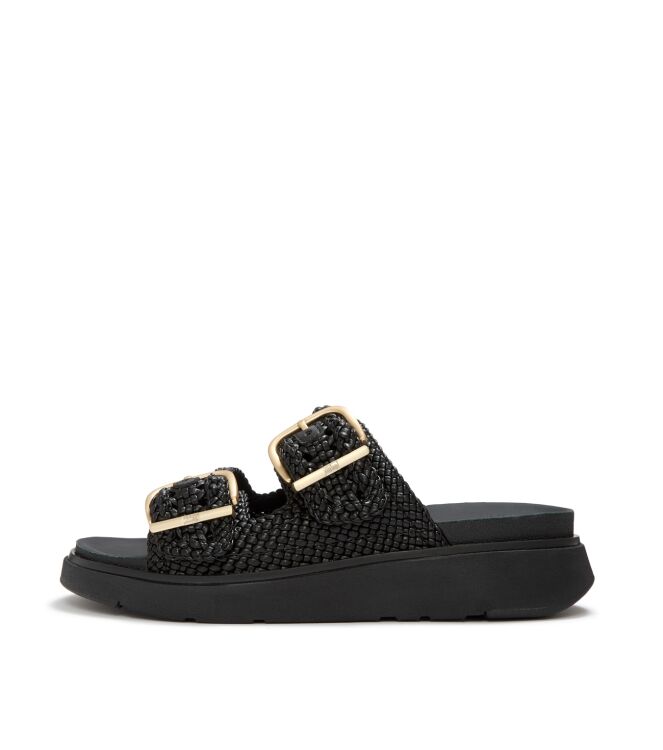FitFlop gen-ff woven two-bar slides black Direct leverbaar uit de webshop van www.meijerink-schoenen.nl/