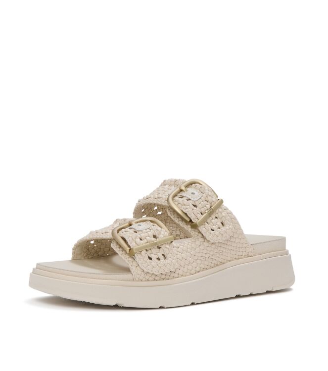 FitFlop gen-ff woven two-bar slides hazy taupe Direct leverbaar uit de webshop van www.meijerink-schoenen.nl/