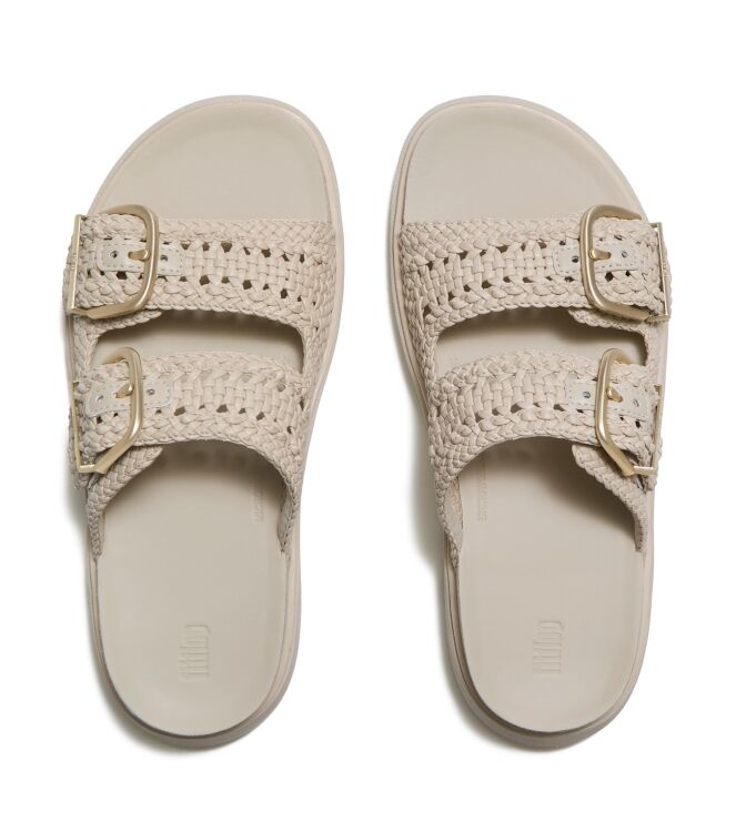 FitFlop gen-ff woven two-bar slides hazy taupe Direct leverbaar uit de webshop van www.meijerink-schoenen.nl/