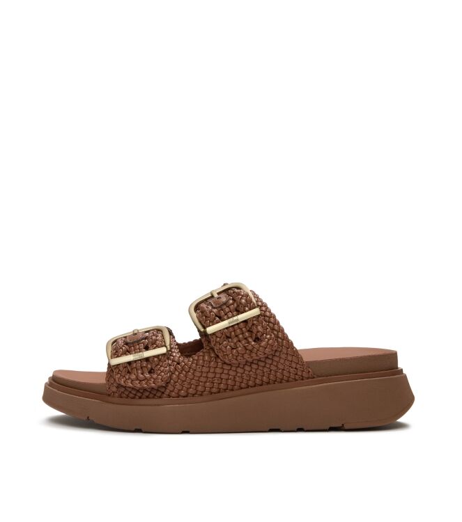 FitFlop gen-ff woven two-bar slides terracotta tan Direct leverbaar uit de webshop van www.meijerink-schoenen.nl/