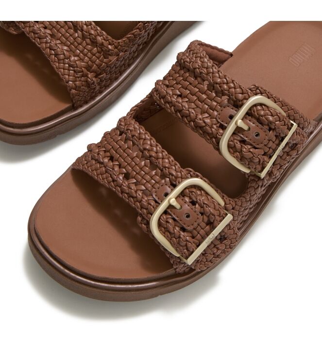 FitFlop gen-ff woven two-bar slides terracotta tan Direct leverbaar uit de webshop van www.meijerink-schoenen.nl/