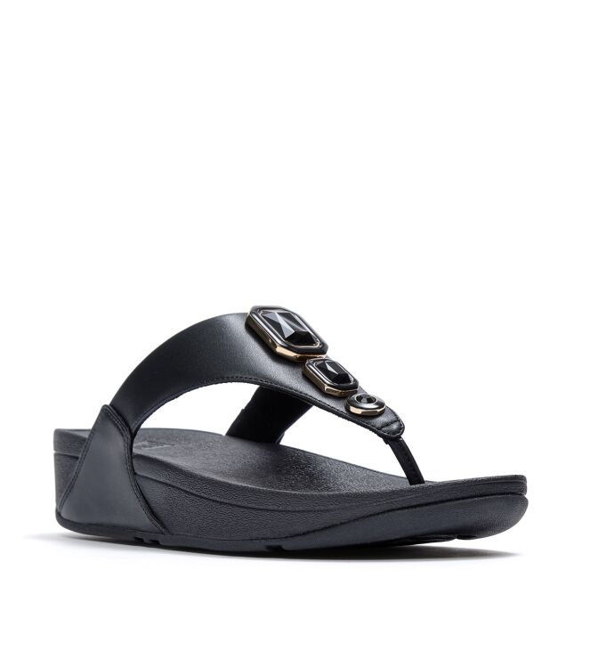 FitFlop lulu bold crystals toe-post sandals all black Direct leverbaar uit de webshop van www.meijerink-schoenen.nl/