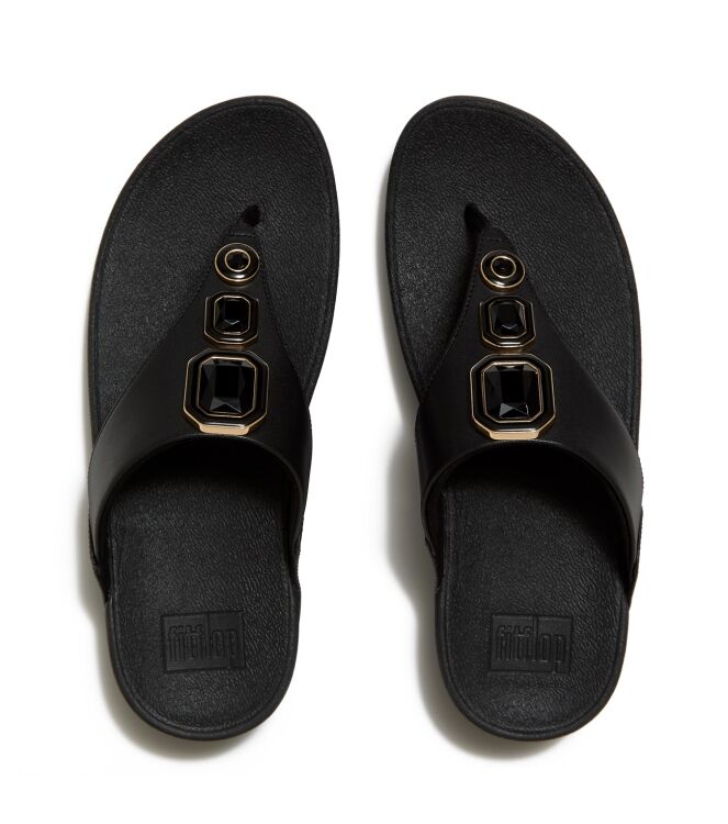 FitFlop lulu bold crystals toe-post sandals all black Direct leverbaar uit de webshop van www.meijerink-schoenen.nl/