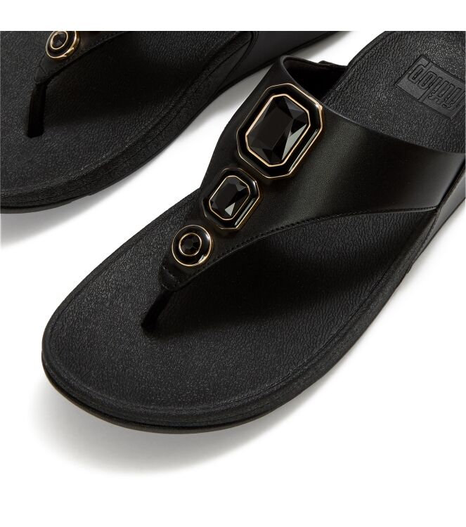 FitFlop lulu bold crystals toe-post sandals all black Direct leverbaar uit de webshop van www.meijerink-schoenen.nl/