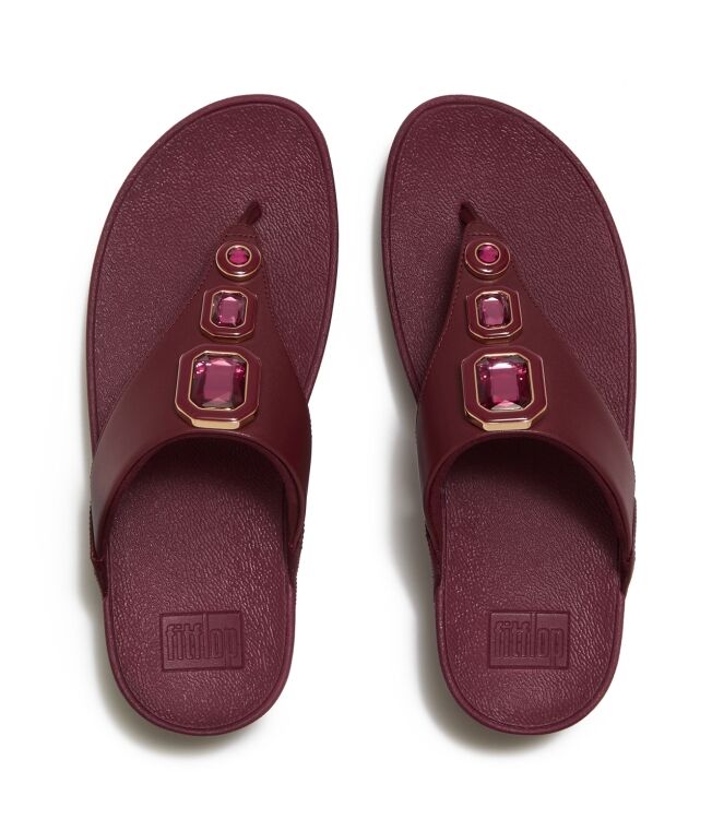 FitFlop lulu bold crystals toe-post sandals dark merlot Direct leverbaar uit de webshop van www.meijerink-schoenen.nl/
