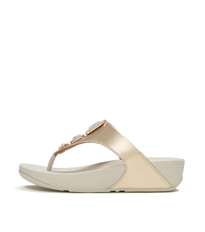 FitFlop lulu metallic bold crystals toe-post sandals platino Direct leverbaar uit de webshop van www.meijerink-schoenen.nl/