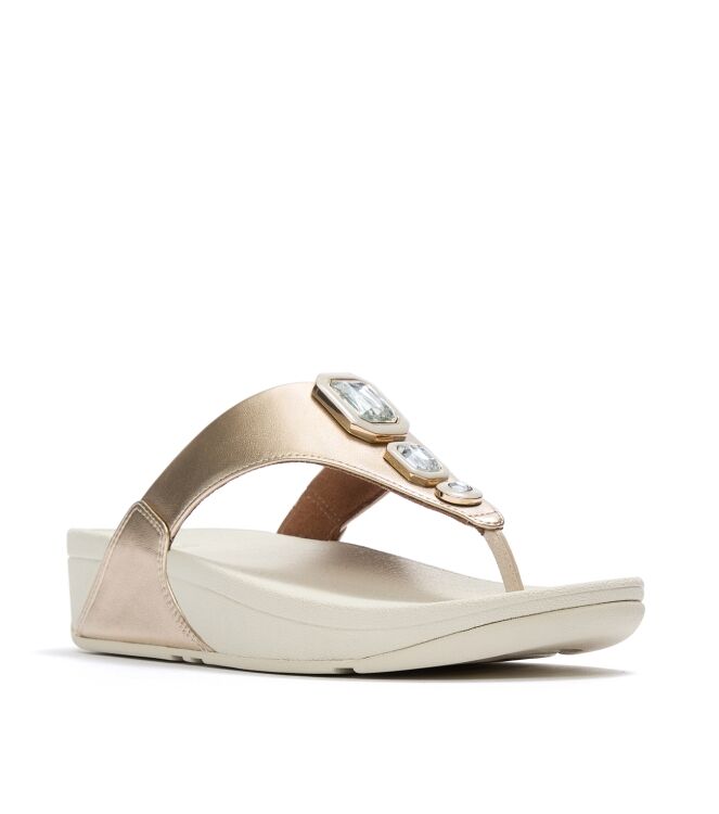 FitFlop lulu metallic bold crystals toe-post sandals platino Direct leverbaar uit de webshop van www.meijerink-schoenen.nl/