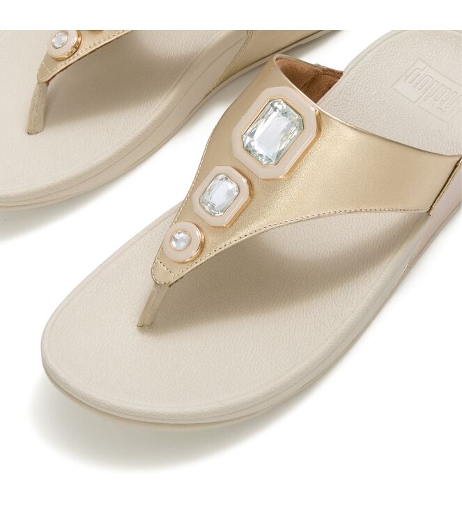 FitFlop lulu metallic bold crystals toe-post sandals platino Direct leverbaar uit de webshop van www.meijerink-schoenen.nl/