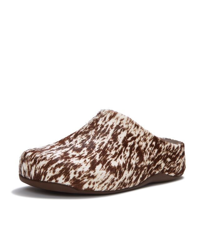 FitFlop shuv pony mules brown/white Direct leverbaar uit de webshop van www.meijerink-schoenen.nl/