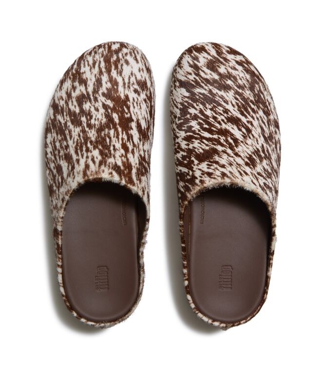 FitFlop shuv pony mules brown/white Direct leverbaar uit de webshop van www.meijerink-schoenen.nl/