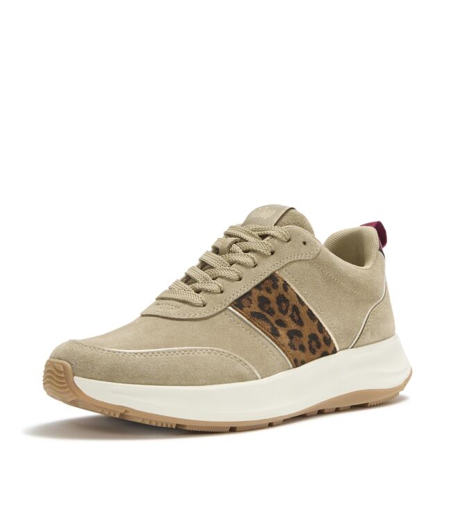FitFlop f-mode flow suede leopard trainers cappuccino Direct leverbaar uit de webshop van www.meijerink-schoenen.nl/