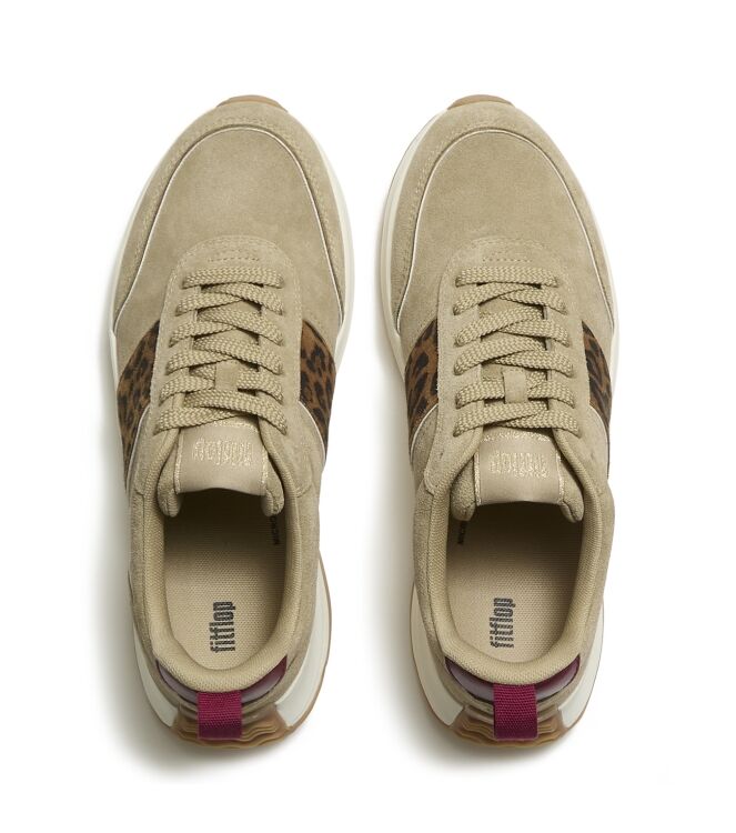 FitFlop f-mode flow suede leopard trainers cappuccino Direct leverbaar uit de webshop van www.meijerink-schoenen.nl/