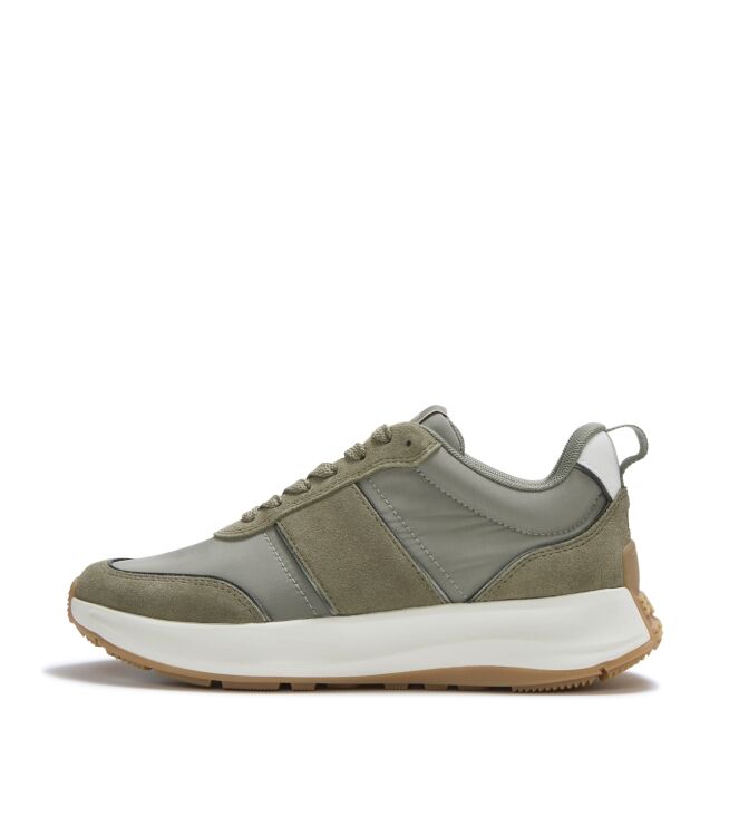FitFlop f-mode flow mesh metallic trainers grey sage Direct leverbaar uit de webshop van www.meijerink-schoenen.nl/