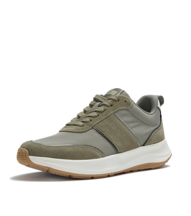 FitFlop f-mode flow mesh metallic trainers grey sage Direct leverbaar uit de webshop van www.meijerink-schoenen.nl/