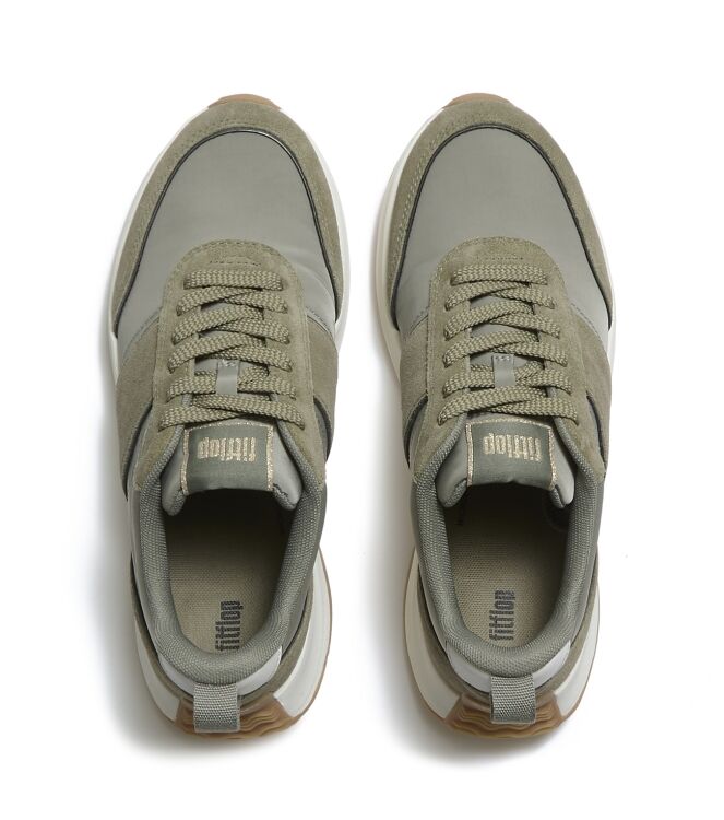 FitFlop f-mode flow mesh metallic trainers grey sage Direct leverbaar uit de webshop van www.meijerink-schoenen.nl/