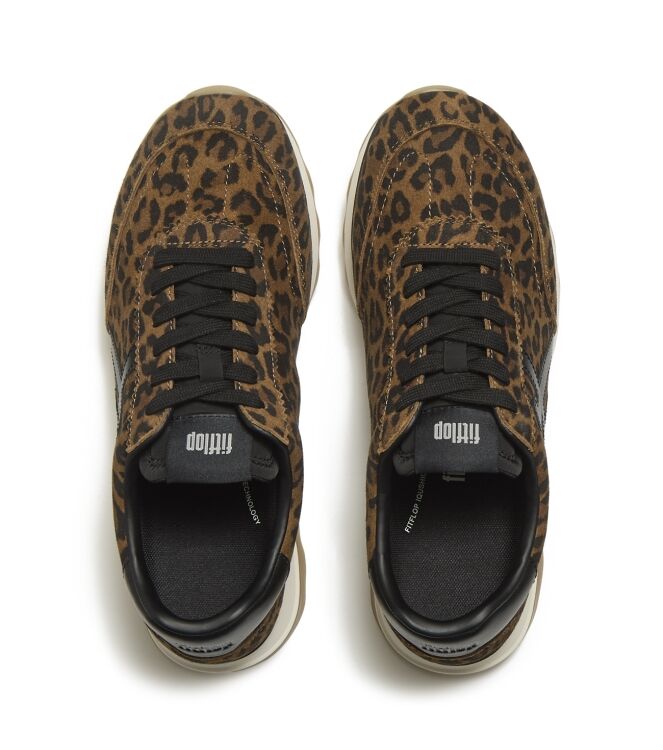 FitFlop retro-q ff suede leopard trainers tan/black Direct leverbaar uit de webshop van www.meijerink-schoenen.nl/