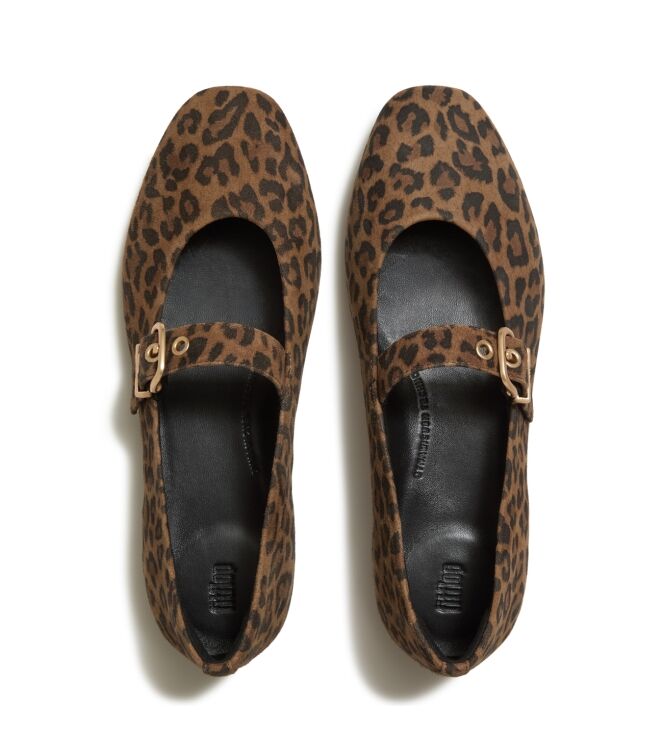 FitFlop delicato suede leopard mary janes tan/black Direct leverbaar uit de webshop van www.meijerink-schoenen.nl/
