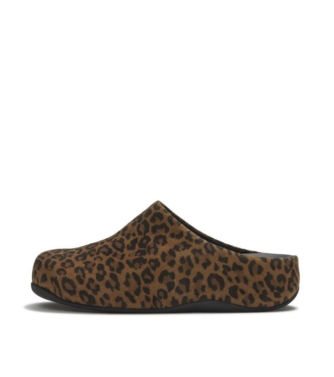 FitFlop shuv suede leopard mules tan/black Direct leverbaar uit de webshop van www.meijerink-schoenen.nl/
