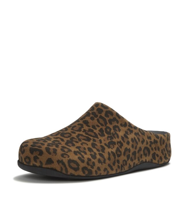 FitFlop shuv suede leopard mules tan/black Direct leverbaar uit de webshop van www.meijerink-schoenen.nl/