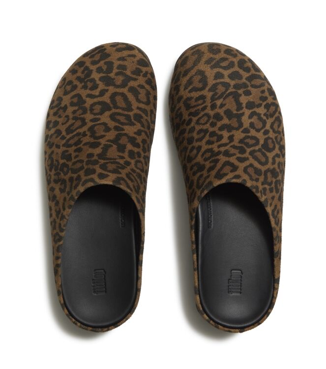 FitFlop shuv suede leopard mules tan/black Direct leverbaar uit de webshop van www.meijerink-schoenen.nl/