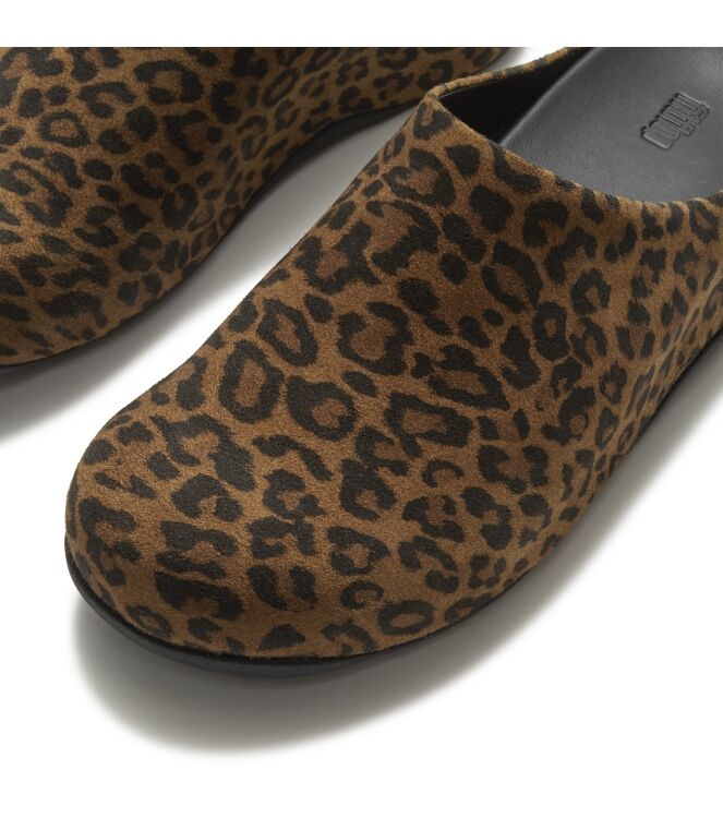 FitFlop shuv suede leopard mules tan/black Direct leverbaar uit de webshop van www.meijerink-schoenen.nl/