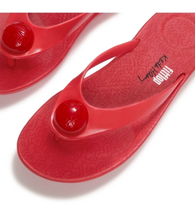 FitFlop fitflop x keith haring iqushion button flip-flops signal red Direct leverbaar uit de webshop van www.meijerink-schoenen.nl/