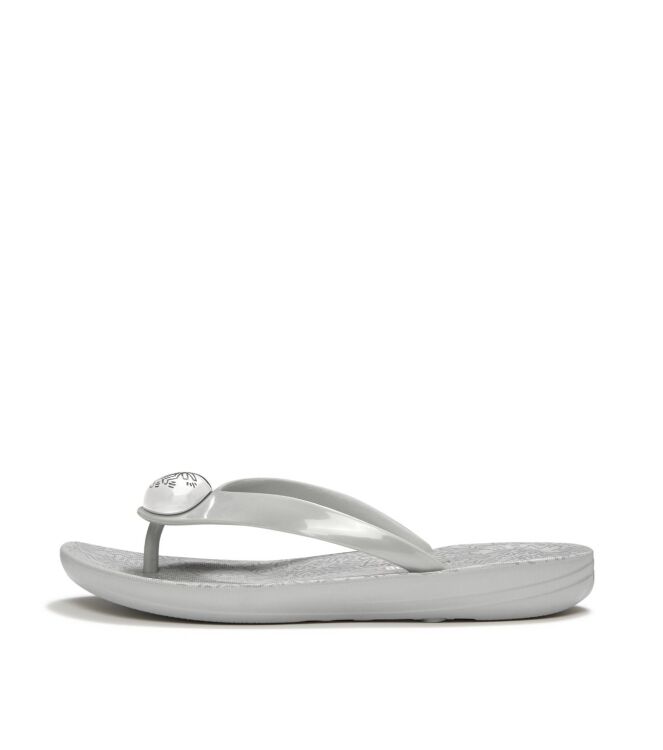 FitFlop fitflop x keith haring iqushion button flip-flops metallic silver Direct leverbaar uit de webshop van www.meijerink-schoenen.nl/