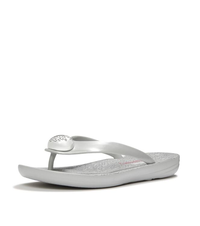 FitFlop fitflop x keith haring iqushion button flip-flops metallic silver Direct leverbaar uit de webshop van www.meijerink-schoenen.nl/