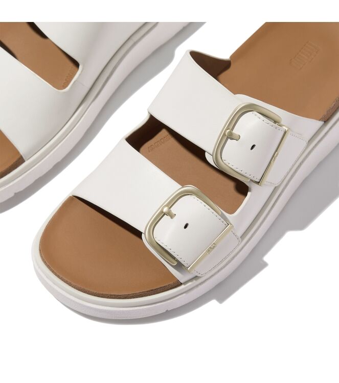FitFlop gen-ff buckle two-bar leather slides urban white Direct leverbaar uit de webshop van www.meijerink-schoenen.nl/