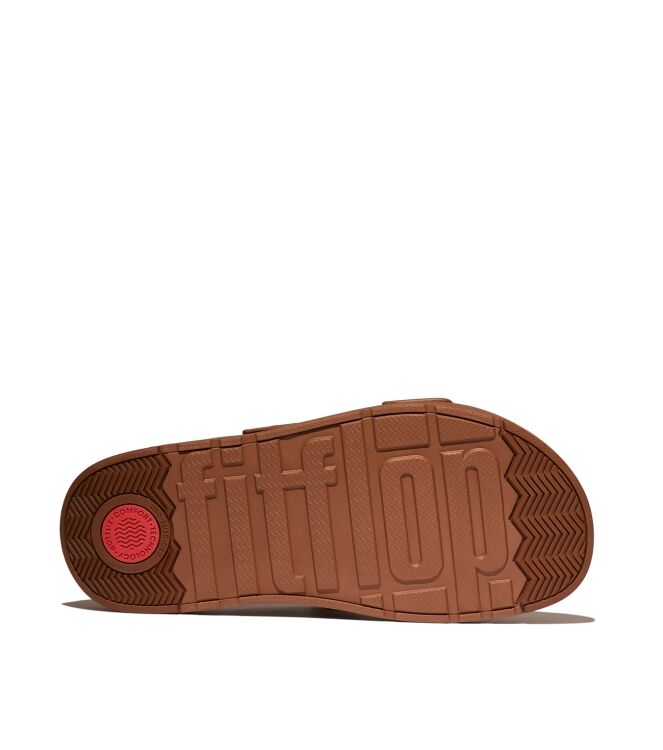 FitFlop gen-ff buckle two-bar leather slides light tan Direct leverbaar uit de webshop van www.meijerink-schoenen.nl/