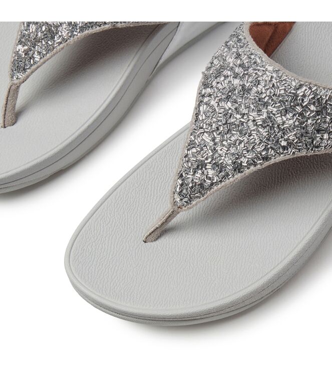 FitFlop lulu shimmerfoil toe-thongs silver Direct leverbaar uit de webshop van www.meijerink-schoenen.nl/