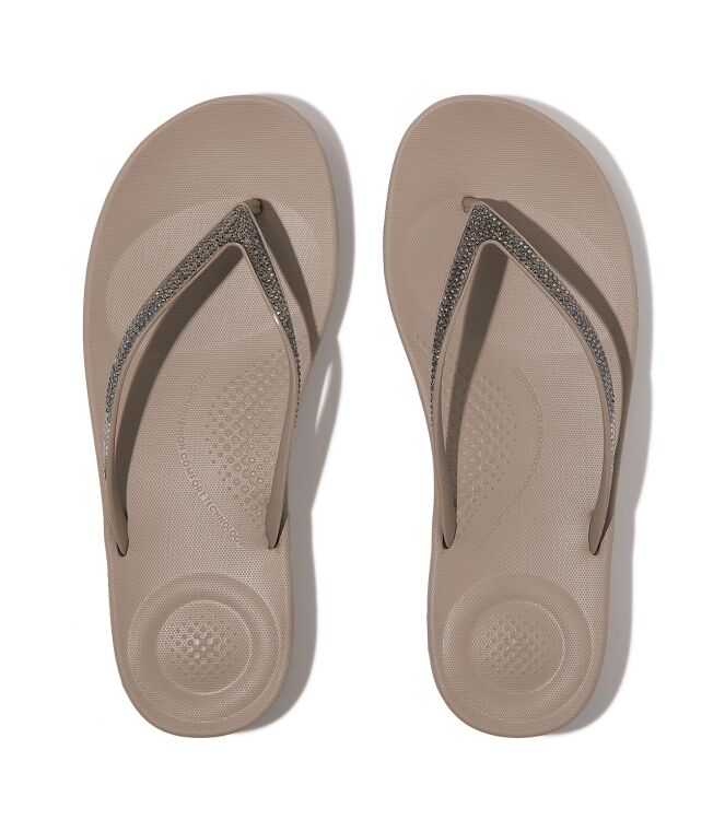 FitFlop iqushion ombre sparkle flip-flops on taupe/pewter Direct leverbaar uit de webshop van www.meijerink-schoenen.nl/