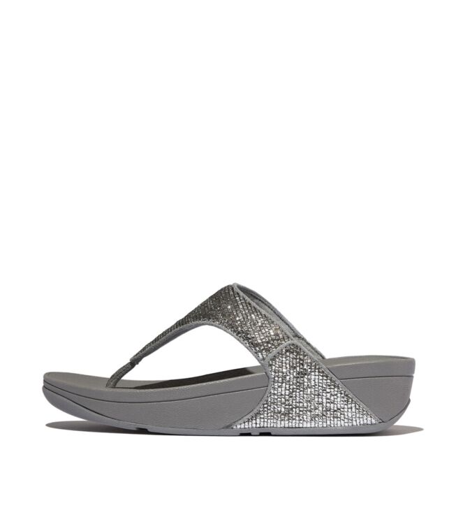 FitFlop lulu crinkled-shimmer toe-post sandals silvereen Direct leverbaar uit de webshop van www.meijerink-schoenen.nl/